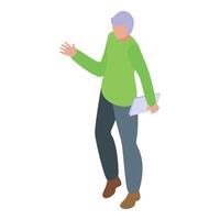 Casual senior woman with documents walking vector