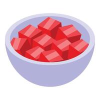 Bowl of red cubes illustration vector