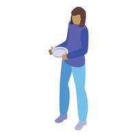 Woman in casual wear holding a plate vector