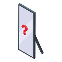 Isometric mirror with question mark concept vector