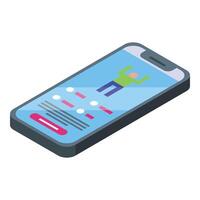 Isometric smartphone illustration with interface elements vector