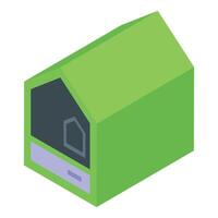 Vibrant isometric illustration of a classic green floppy disk vector