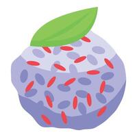 Cartoon blueberry with green leaf vector