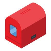 3d isometric illustration of a classic red mailbox with a mail slot and window vector