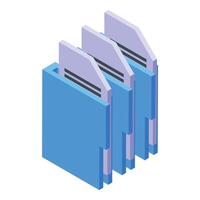 Colorful 3d isometric illustration of three blue file folders, concept for organization and data storage vector