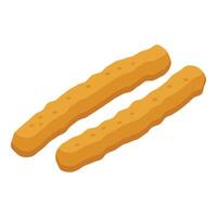 Digital illustration of two delicious churros in isometric view on a white background vector