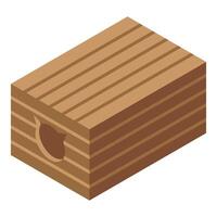 isométrica de madera caja con manzana logo vector