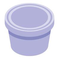 graphic of a purple isometric plastic container with lid, isolated on white vector