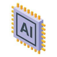 isométrica ai chip icono diseño vector