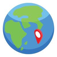 Cartoon globe with location pin vector