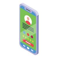 Isometric smartphone with user profile screen vector