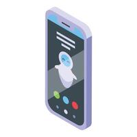 Isometric smartphone with chatbot icon vector