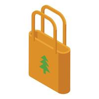 isométrica naranja compras bolso con verde árbol diseño vector