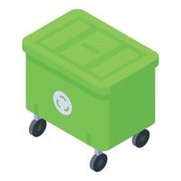 Isometric green recycle bin illustration vector