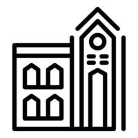 Belgian church icon outline . Traditional cathedral vector