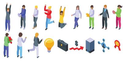 Icebreaker . A group of people are shown in various poses vector