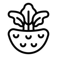 Kohlrabi crop icon outline . Vitamin German turnip vector