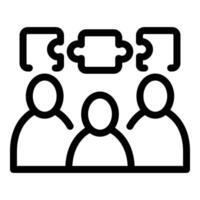 Teamwork development icon outline . Problem solving vector