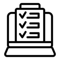 Customer service page icon outline . Solved questions checklist vector