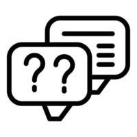 Online customer chat icon outline . Problem solving assistance vector