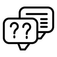 Online customer chat icon outline . Problem solving assistance vector