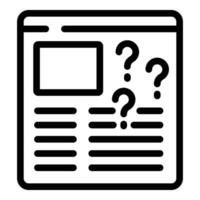 Questions and answers page icon outline . FAQ guidance vector