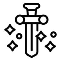 Viking sword icon outline . History Iceland weapon vector