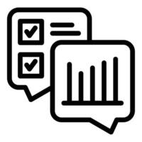 Black line icons depicting a business review checklist and performance graph vector