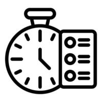 Black line illustration of a stopwatch with timer details, suitable for various design uses vector