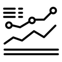 A black and white line graph icon symbolizing business growth, statistics, or performance vector