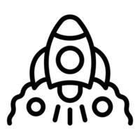 Black and white line art of a cartoon rocket launch perfect for logos and design elements vector