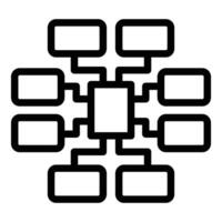 Black line icon of a structured organizational chart on white background vector