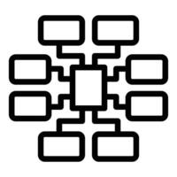 Black line icon of a structured organizational chart on white background vector