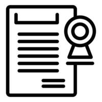 Outline of a certificate with a badge icon for achievement and recognition vector