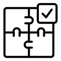 Completed puzzle with checkmark icon vector