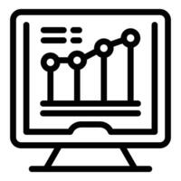 Computer screen with line graph icon vector