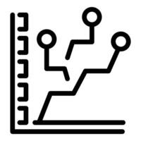 Black outline of a line chart icon, symbolizing growth, analytics, and business progress vector