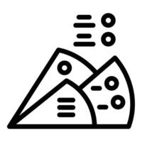 Abstract mountain icon with snowcaps and sun vector