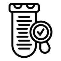 Laboratory test tube with magnifying glass icon vector