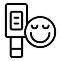 Black and white line art of a happy face evaluation meter, representing customer satisfaction vector