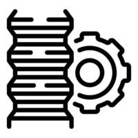 Data server rack and gear icon vector