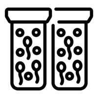 Sperm and egg cells in laboratory flasks icon vector