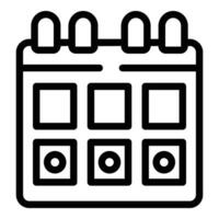 Black outlined icon of a calendar, ideal for web and app interfaces vector