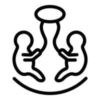Icon of triplets in a cradle with pacifier above vector