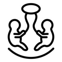 Icon of triplets in a cradle with pacifier above vector