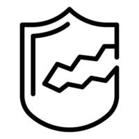 Crashed startup protection icon outline . Safeguarding failure vector