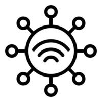 Wireless smart home icon outline . Remote control technology vector