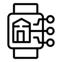 Home remote control icon outline . Smart automated house vector