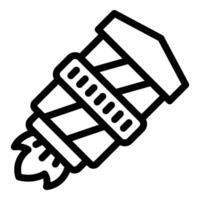 Black and white spacecraft icon vector