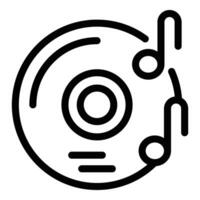 simplista línea icono de un vinilo grabar con musical nota, aislado en blanco antecedentes vector